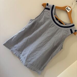 Talbots Navy Blue White Stripe Sleeveless Blouse Top Women's L great preworn con